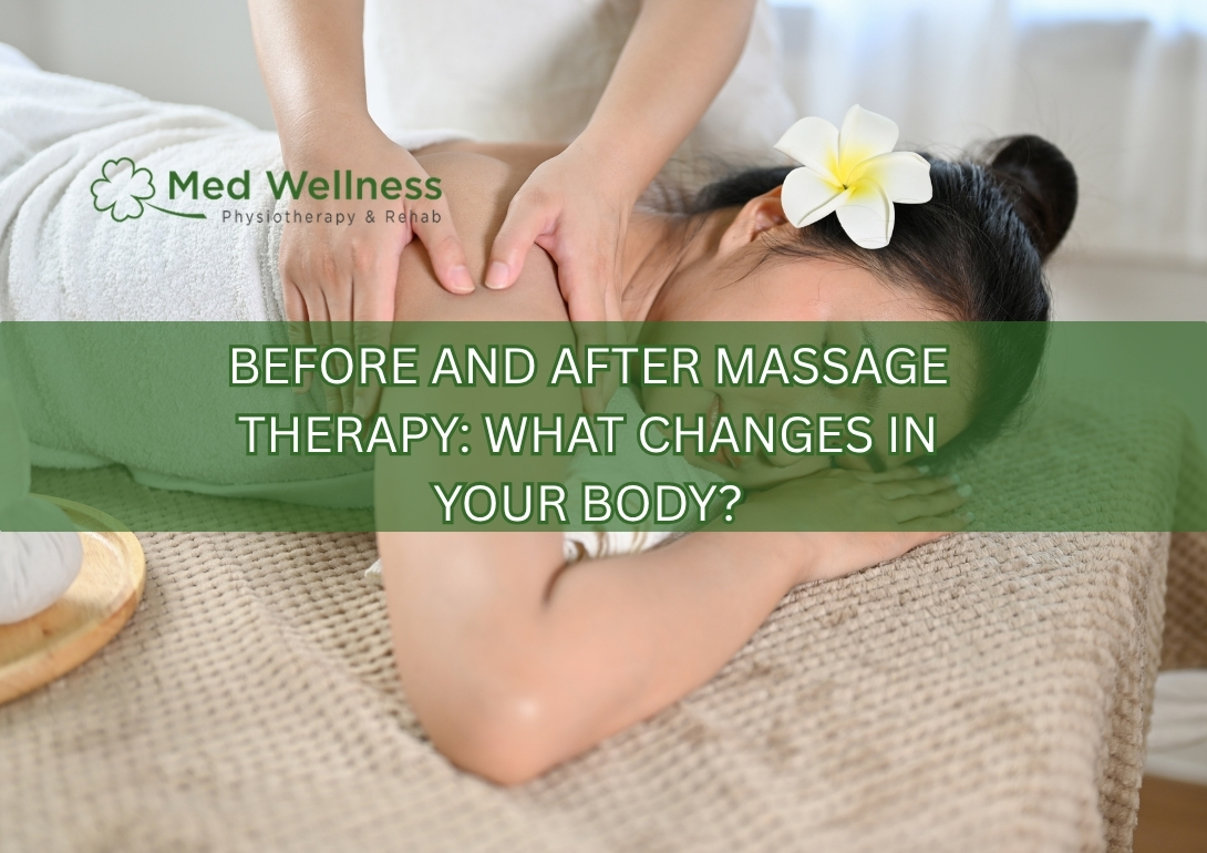 Before and after massage therapy showing muscle relaxation and stress relief