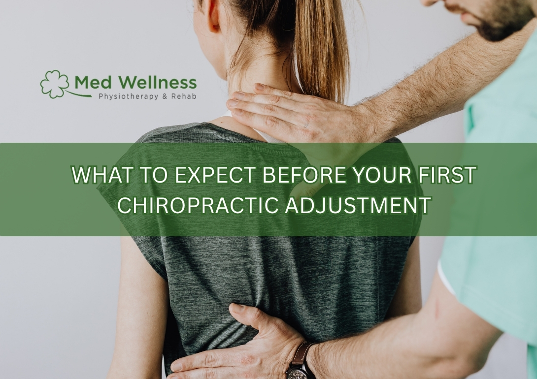 First chiropractic adjustment consultation and spinal treatment session